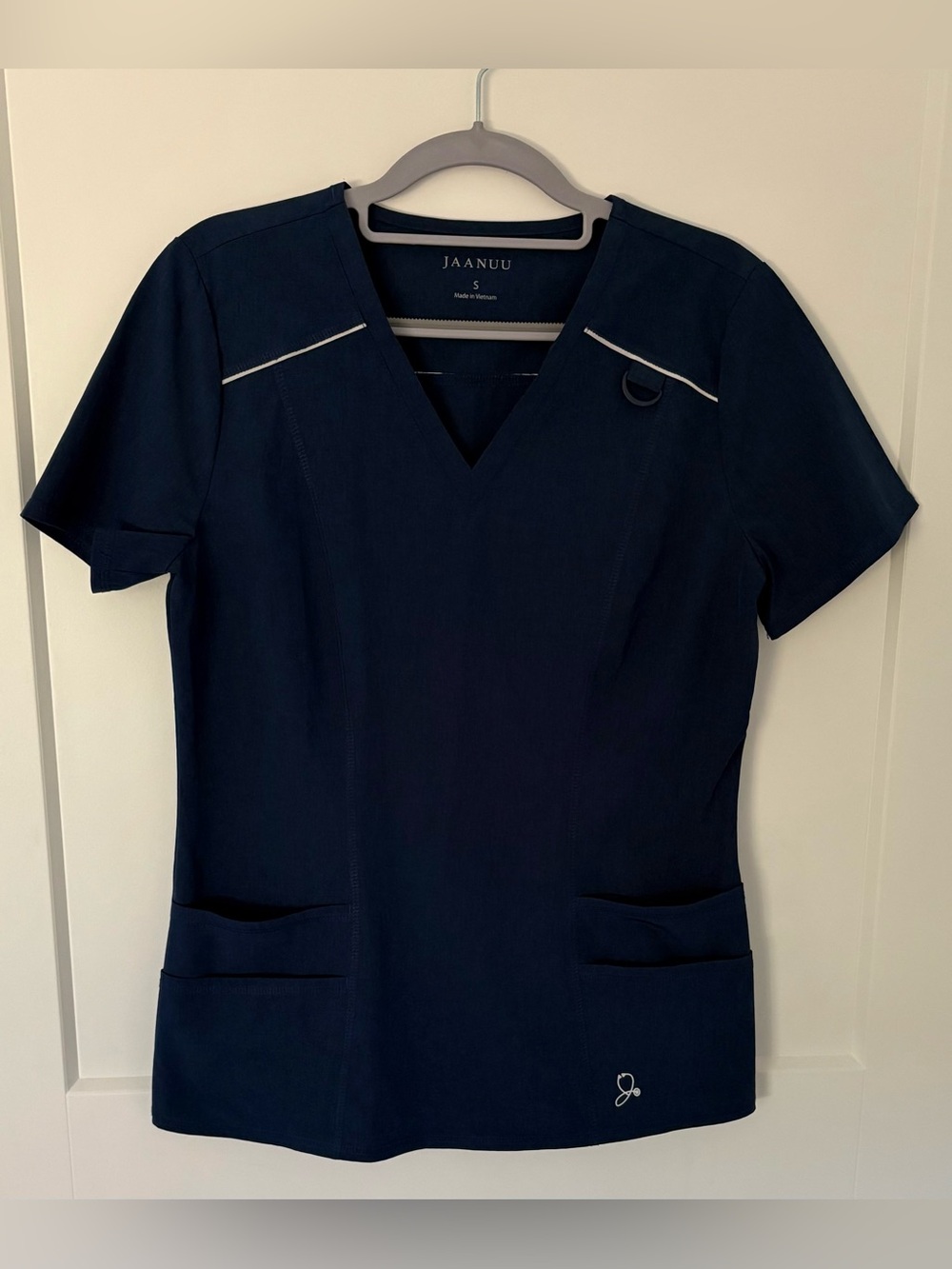 Jaanuu Midnight Navy Scrub Set V-Neck Top & Pants- Size S